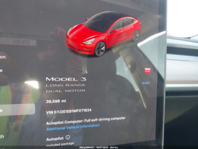 5YJ3E1EB1MF071634 Tesla Model 3 Long Range Dual Motor All-wheel Drive