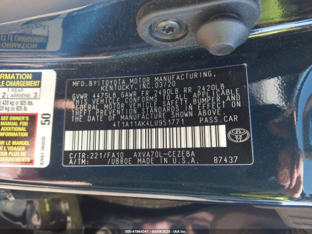 4T1A11AK4LU951771 Toyota CAMRY L