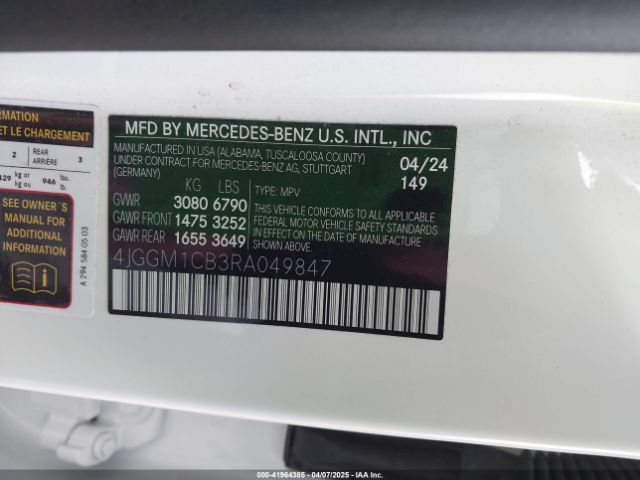 4JGGM1CB3RA049847 Mercedes-Benz Eqe 350 Suv 4matic
