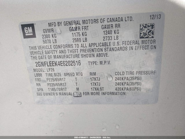 2GNFLEEK4E6202516 Chevrolet EQUINOX LS