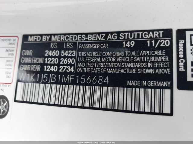 W1K1J5JB1MF156684 Mercedes-Benz E 450