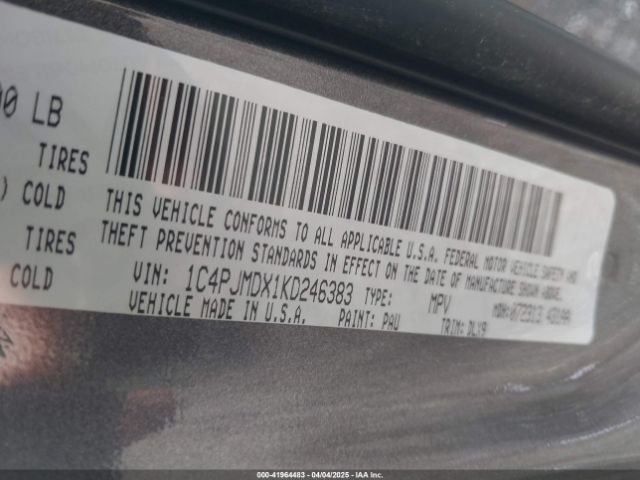 1C4PJMDX1KD246383 Jeep Cherokee Limited 4x4