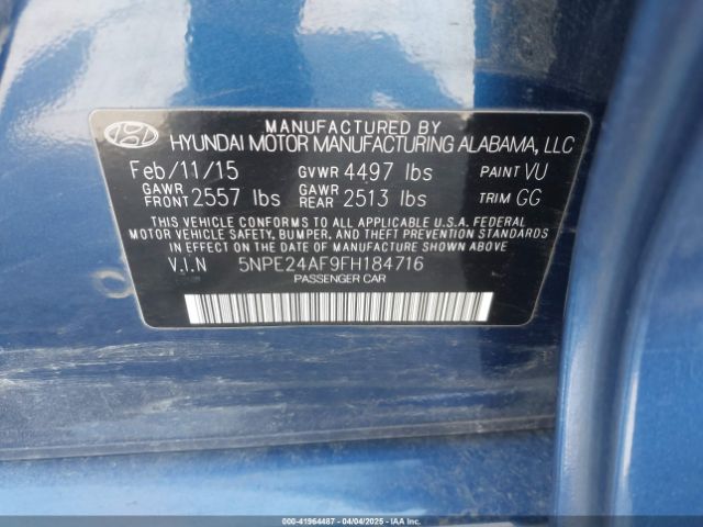 5NPE24AF9FH184716 Hyundai dohc gdi theta-ii