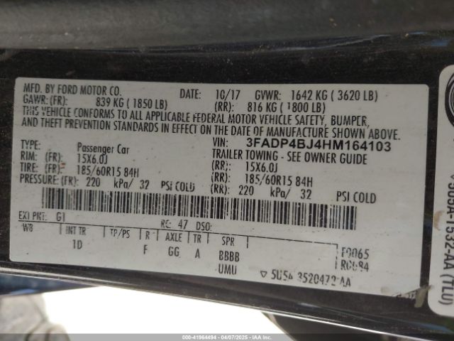 2017 FORD FIESTA 3FADP4BJ4HM164103 Photo 8