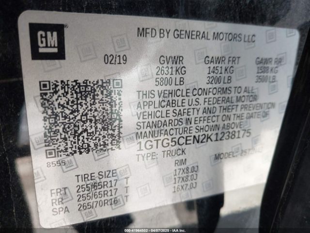 1GTG5CEN2K1238175 GMC CANYON SLE