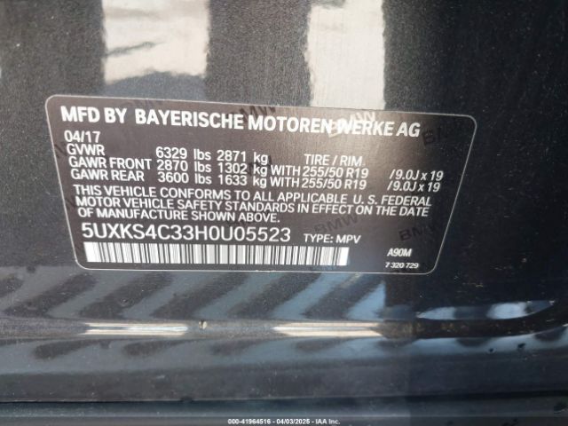 5UXKS4C33H0U05523 BMW X5 Xdrive35d