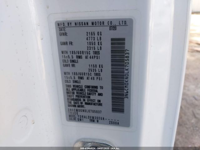 3N6CM0KN0LK705837 Nissan Nv200  Cargo S Xtronic Cvt
