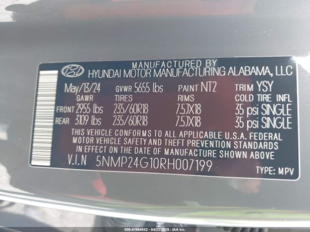 2024 HYUNDAI SANTA FE HYBRID 5NMP24G10RH007199 Photo 8