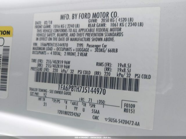 1FA6P8TH7J5144970 Ford Mustang Ecoboost