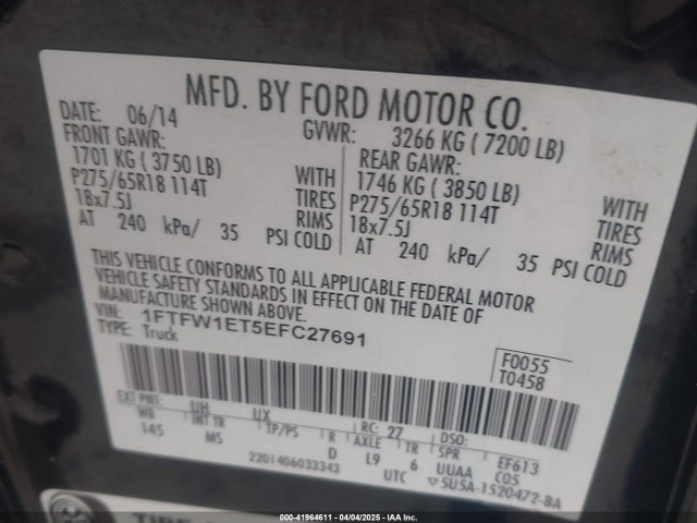 1FTFW1ET5EFC27691 Ford 2014