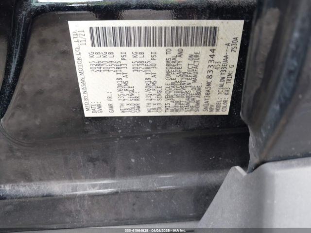 5N1AT3BA5MC833344 Nissan Rogue Sv Fwd