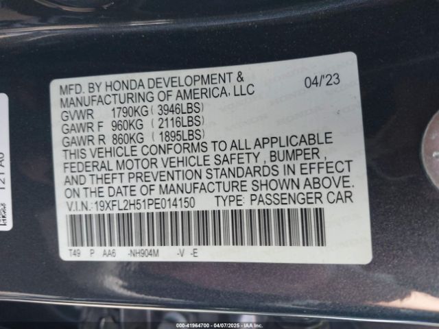 19XFL2H51PE014150 Honda Civic Lx