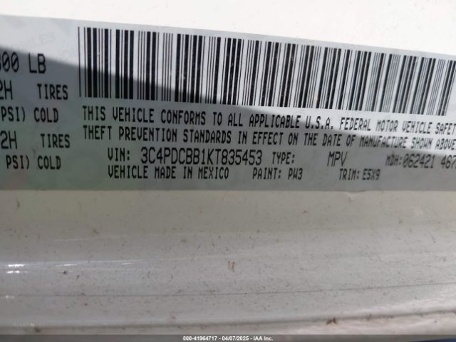 3C4PDCBB1KT835453 Dodge JOURNEY SE
