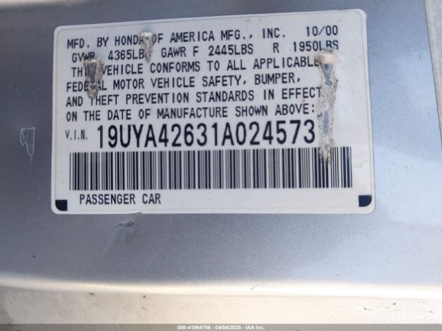 2001 ACURA CL 19UYA42631A024573 Photo 8