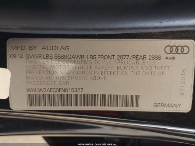 2015 AUDI S7 WAUW2AFC0FN015327 Photo 8