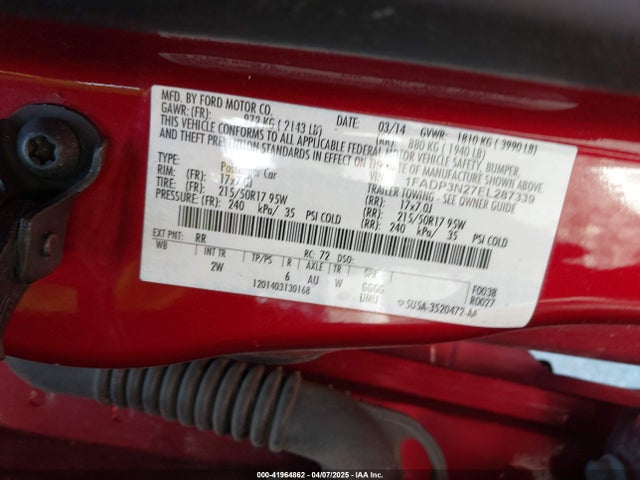 1FADP3N27EL287339 Ford Focus Titanium
