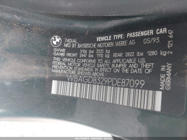 1993 BMW 740 WBAGD8329PDE87099 Photo 8