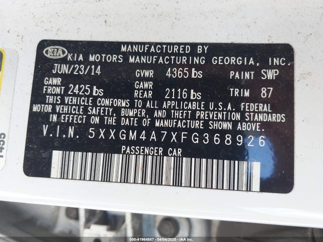 5XXGM4A7XFG368926 KIA Optima Lx