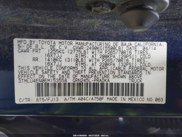 3TMLU4EN0EM153558 Toyota Tacoma Base V6