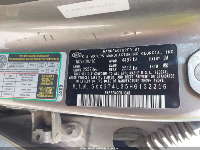 5XXGT4L35HG132216 KIA g 2.4 dohc gdi