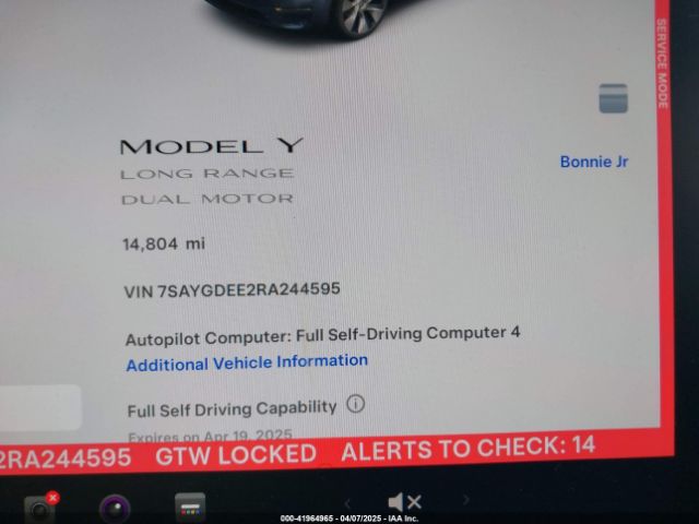 7SAYGDEE2RA244595 Tesla Model Y Long Range Dual Motor All-wheel Drive