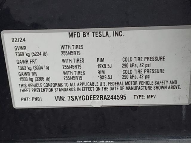 7SAYGDEE2RA244595 Tesla Model Y Long Range Dual Motor All-wheel Drive
