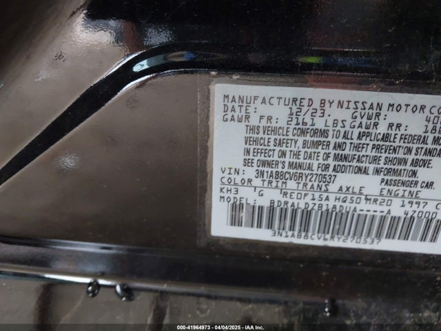 3N1AB8CV6RY270537 Nissan Sentra Sv Xtronic Cvt