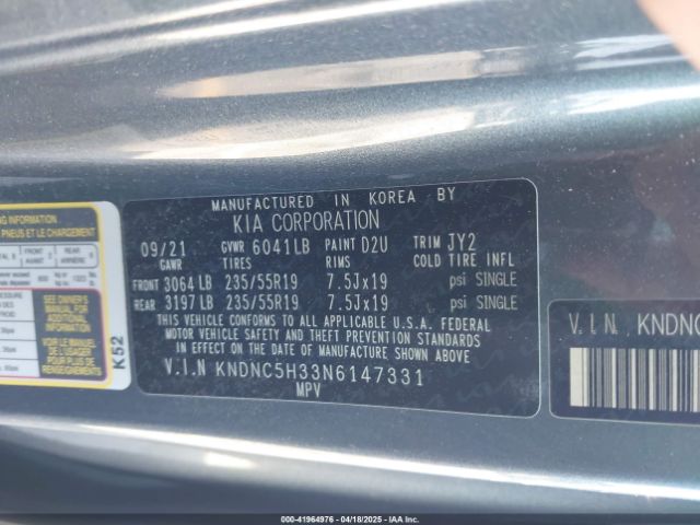 KNDNC5H33N6147331 KIA Carnival Mpv Ex
