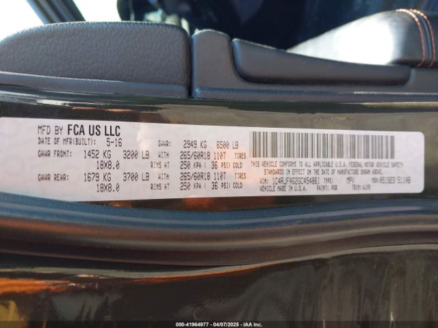 1C4RJFAG2GC454861 Jeep Grand Cherokee 75th Anniversary