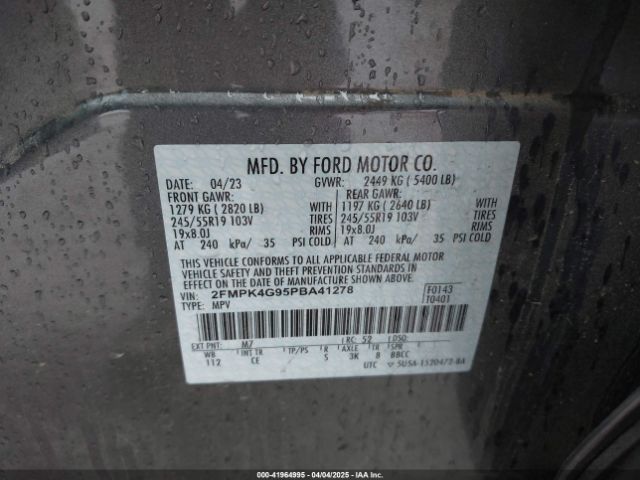2FMPK4G95PBA41278 Ford EDGE SE