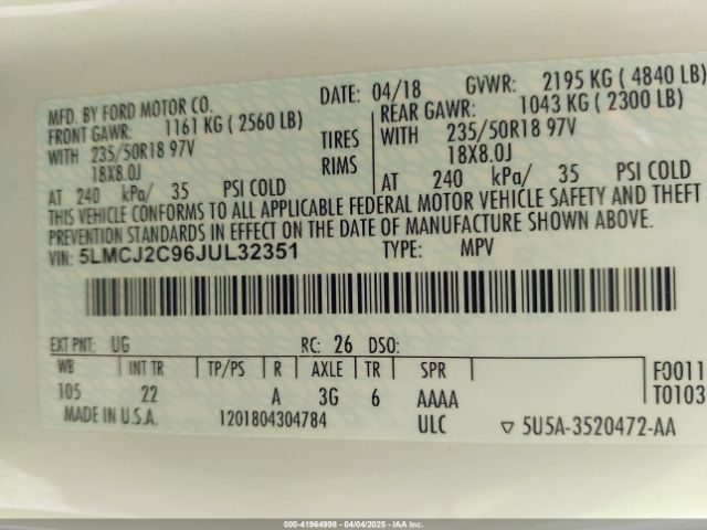 5LMCJ2C96JUL32351 Lincoln MKC SELECT