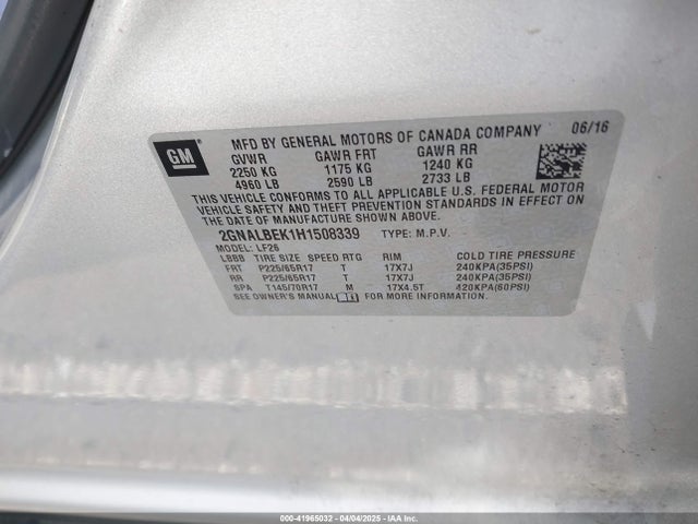 2GNALBEK1H1508339 Chevrolet EQUINOX LS