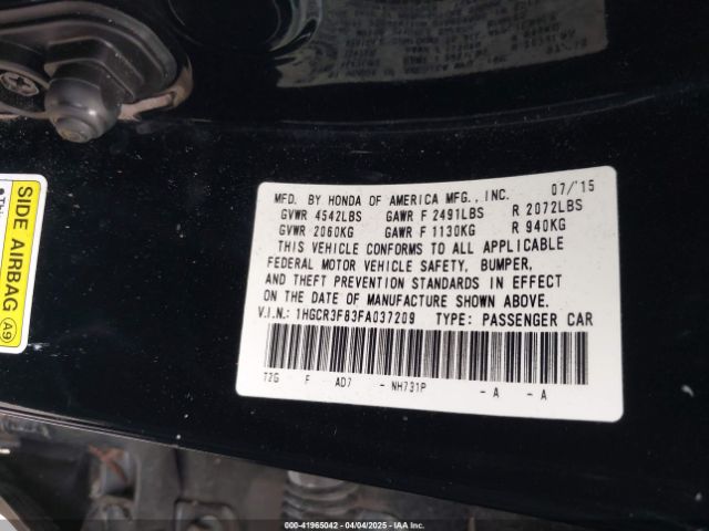 1HGCR3F83FA037209 Honda Accord Ex-l V-6
