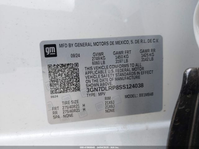 3GN7DLRP8SS124038 Chevrolet Equinox Ev Lt