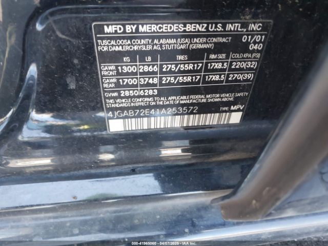 2001 MERCEDES-BENZ ML 430 4JGAB72E41A253572 Photo 8