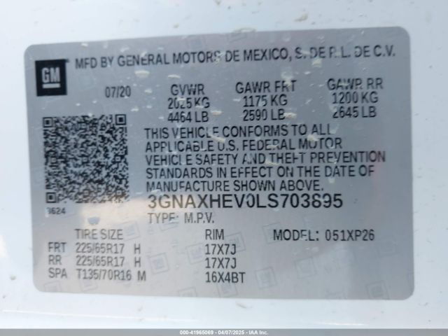 3GNAXHEV0LS703895 Chevrolet Equinox Fwd Ls