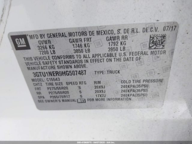 3GTU1NER9HG507487 GMC Sierra 1500 Slt