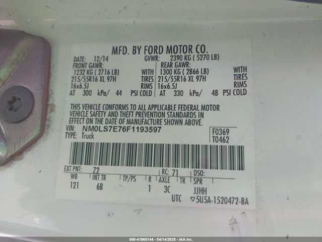 NM0LS7E76F1193597 Ford Transit Connect Xl