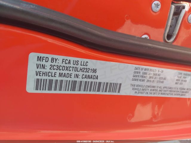 2C3CDXCT0LH232196 Dodge Charger R/t Rwd
