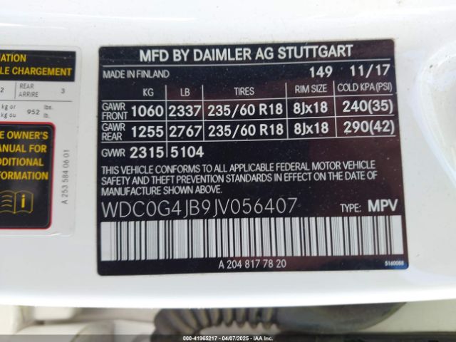 WDC0G4JB9JV056407 Mercedes-Benz GLC 300