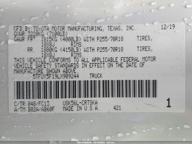 5TFUY5F19LX909244 Toyota Tundra Sr5