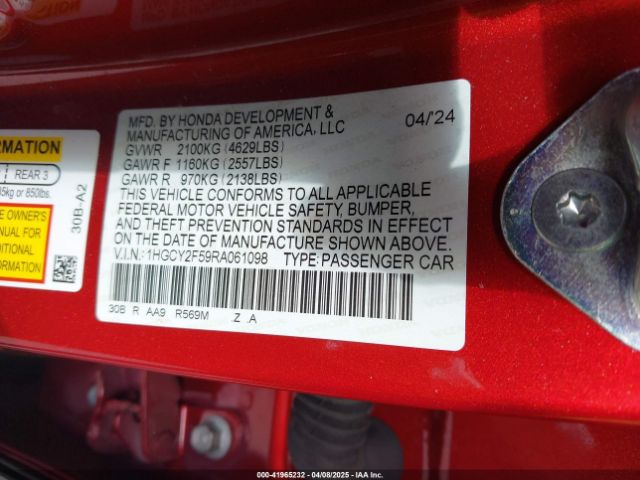 1HGCY2F59RA061098 Honda Accord Hybrid Sport