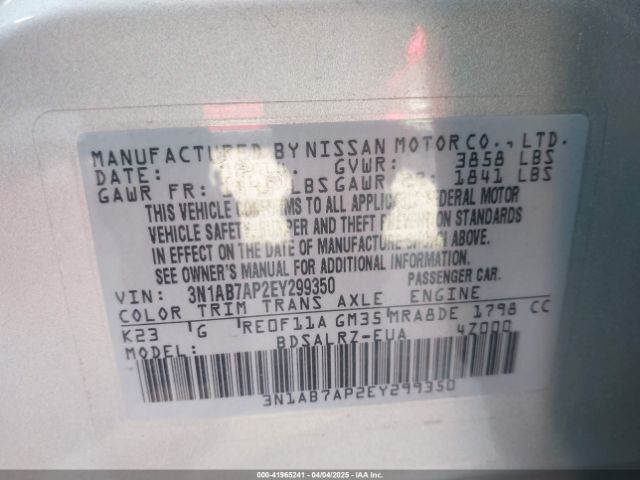 3N1AB7AP2EY299350 Nissan SENTRA SR