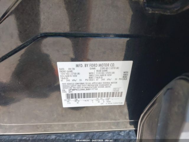 2FMPK3J96LBB11710 Ford EDGE SEL