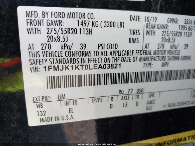 1FMJK1KT0LEA03821 Ford Expedition Limited Max