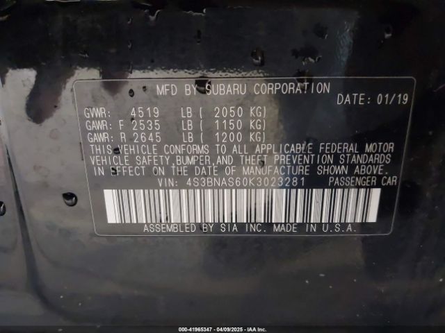 4S3BNAS60K3023281 Subaru Legacy 2.5i Sport