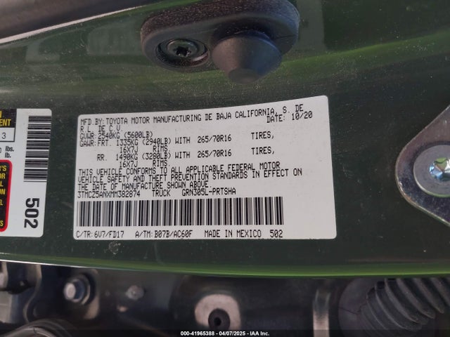 3TMCZ5ANXMM382874 Toyota Tacoma Trd Off-road
