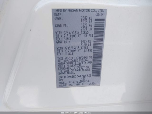 5N1AL0MN1EC548883 Infiniti QX60