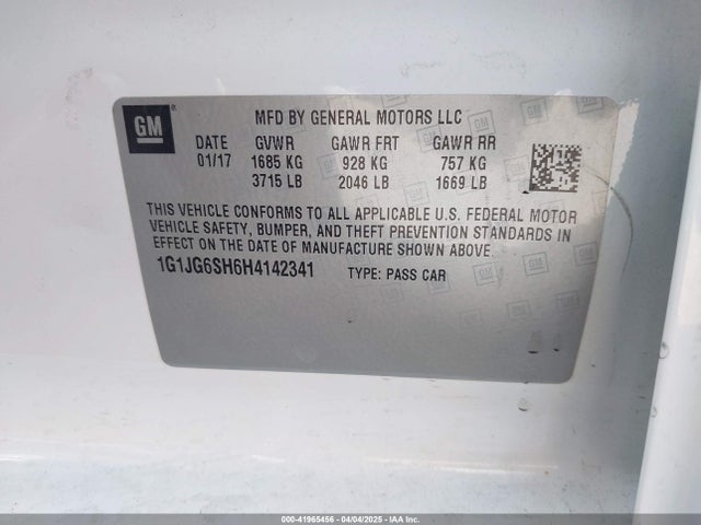1G1JG6SH6H4142341 Chevrolet Sonic Lt Auto