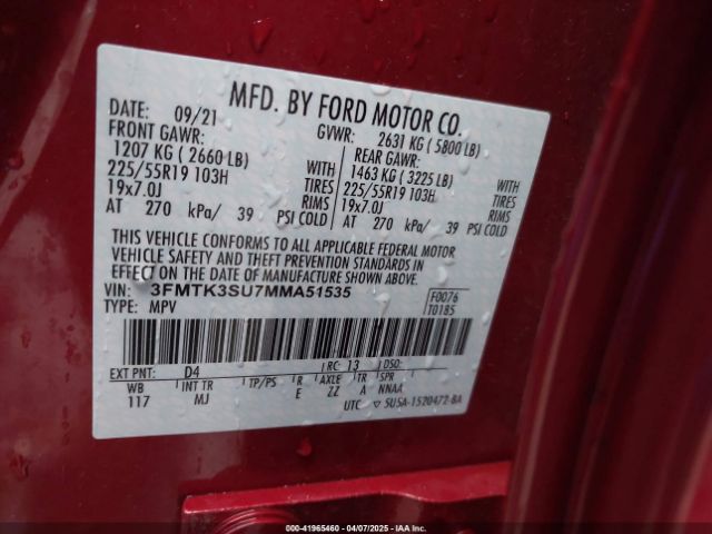 3FMTK3SU7MMA51535 Ford Mustang Mach-e Premium